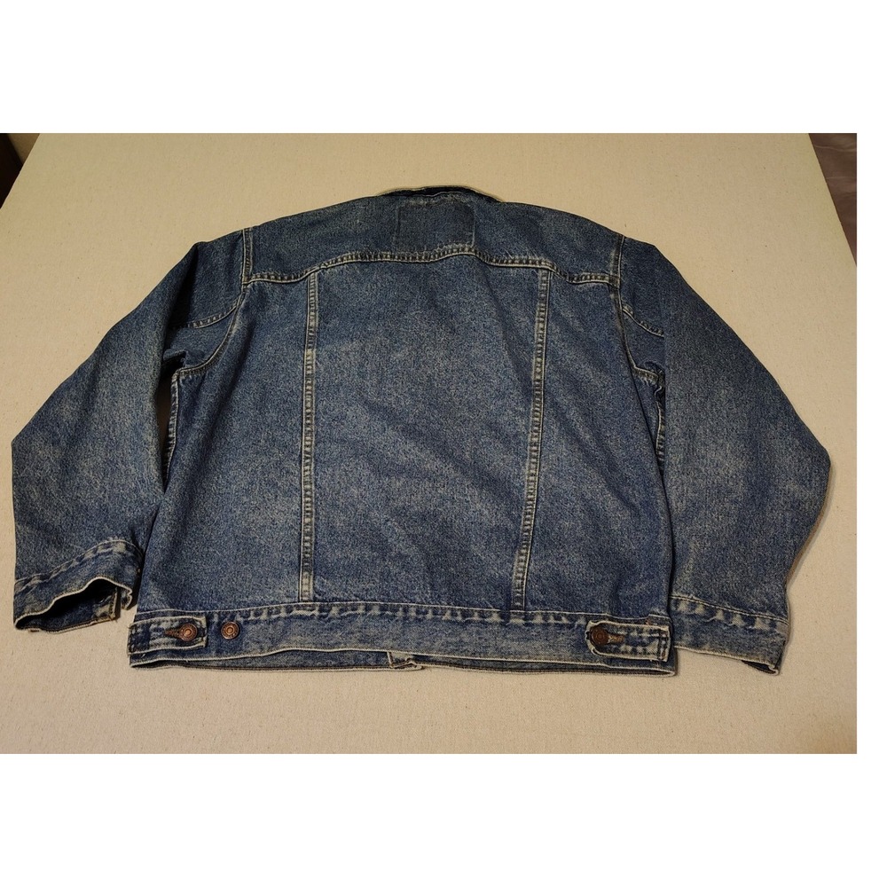 Levi Strauss & Co Denim Jacket Trucker Style Tan Collar Men Large Made in USA‎ - Picture 8 of 11